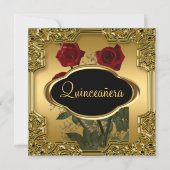 Quinceanera Birthday Party Gold Kaart (Voorkant)