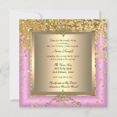 Quinceanera Birthday Party Gold Pink Kaart (Achterkant)