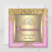 Quinceanera Birthday Party Gold Pink Kaart (Voorkant)