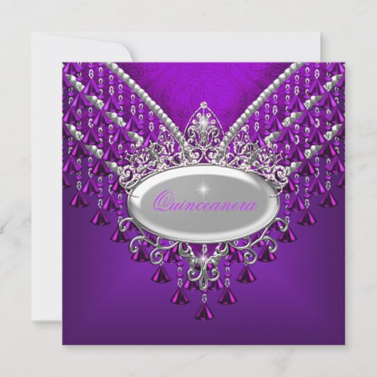 Quinceanera Birthday Party Paarse Magenta Kaart (Voorkant)