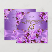 Quinceanera Birthday Party Paarse roze roze roodro Kaart (Voorkant / Achterkant)
