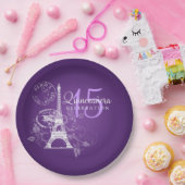 Quinceanera Birthday Party Paris Paars Papieren Bordje (Feest)