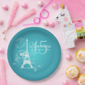 Quinceanera Birthday Party Paris Turquoise Papieren Bordje (Feest)