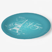 Quinceanera Birthday Party Paris Turquoise Papieren Bordje (Gekanteld)