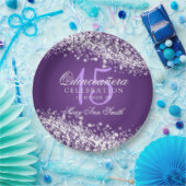 Quinceanera Birthday Party Sparging Wave Paars Papieren Bordje (Feest)