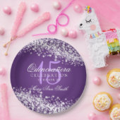 Quinceanera Birthday Party Sparging Wave Paars Papieren Bordje (Feest)