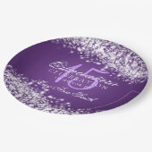 Quinceanera Birthday Party Sparging Wave Paars Papieren Bordje (Gekanteld)