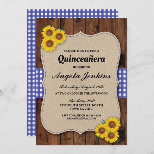 Quinceanera Birthday Party Sunflower BBQ Invite Kaart (Voorkant / Achterkant)