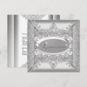 Quinceanera Birthday Party White Diamonds Silver Kaart (Voorkant / Achterkant)