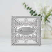 Quinceanera Birthday Party White Diamonds Silver Kaart (Staand voorkant)