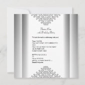 Quinceanera Birthday Party White Diamonds Silver Kaart (Achterkant)