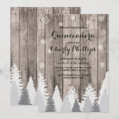 Quinceanera Birthday Party Winter Trees Invite Kaart (Voorkant / Achterkant)
