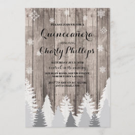 Quinceanera Birthday Party Winter Trees Invite Kaart