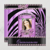 Quinceanera Birthday Party Zebra Lila Pearl Kaart (Voorkant / Achterkant)