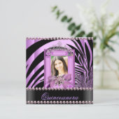Quinceanera Birthday Party Zebra Lila Pearl Kaart (Staand voorkant)