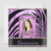 Quinceanera Birthday Party Zebra Lila Pearl Kaart (Voorkant)