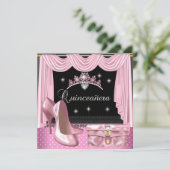 Quinceanera Birthday Pink Black White Kaart (Staand voorkant)