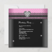 Quinceanera Birthday Pink Black White Kaart (Achterkant)