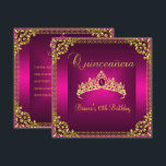 Quinceanera Birthday Pink Tiara Gold Gem Jewel Kaart<br><div class="desc">Quinceanera Birthday Pink Tiara Gold Gem Jewel Invitation ,  15e verjaardag van de verjaardag van de verkiezingen. Pas je aan met je eigen gegevens. Overeenkomende RSVP beschikbaar.</div>
