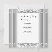 Quinceañera Birthday Silver White Pearl Lace Kaart (Achterkant)