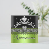 Quinceanera Birthday Zebra Lime Green Black White Kaart (Staand voorkant)