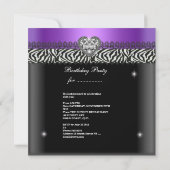 Quinceanera Birthday Zebra Paars Black White Kaart (Achterkant)