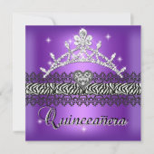 Quinceanera Birthday Zebra Paars Black White Kaart (Voorkant)