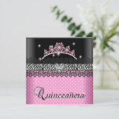 Quinceanera Birthday Zebra Roze zwart wit Kaart (Staand voorkant)