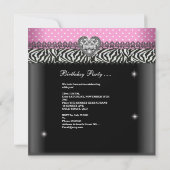 Quinceanera Birthday Zebra Roze zwart wit Kaart (Achterkant)