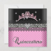 Quinceanera Birthday Zebra Roze zwart wit Kaart (Voorkant)