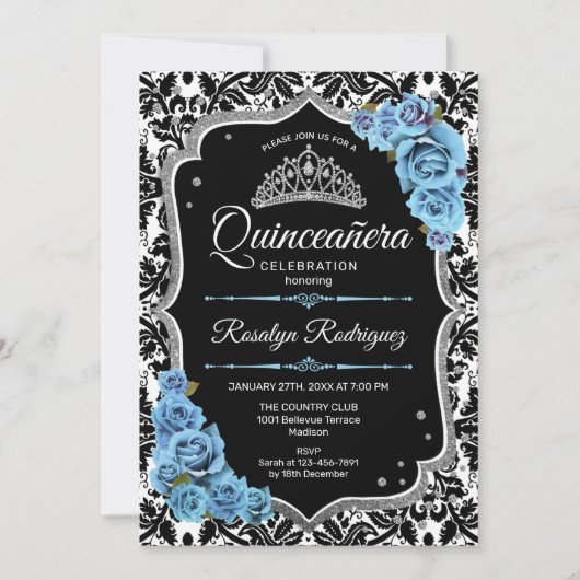 Quinceanera - Black Blue Silver Kaart (Voorkant)