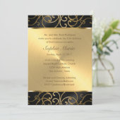 Quinceanera Black en Gold Filigree Swirls Kaart (Staand voorkant)