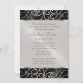 Quinceanera Black en Silver Filigree Swirls Kaart (Voorkant)