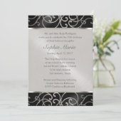 Quinceanera Black en Silver Filigree Swirls Kaart (Staand voorkant)