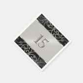 Quinceanera Black en Silver Filigree Swirls Servet (Hoek)