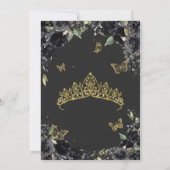 Quinceañera Black Floral Butterfly Kaart (Achterkant)