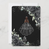 Quinceañera Black Floral Rozen Brown Tan Princess Kaart (Achterkant)