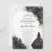 Quinceañera Black Floral Rozen Brown Tan Princess Kaart (Voorkant)
