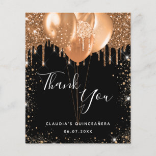 Quinceanera Black Glitter bedankt budget Flyer