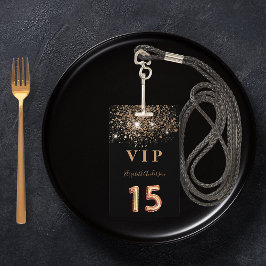 Quinceanera Black Glitter VIP-uitnodiging Badge