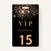 Quinceanera Black Glitter VIP-uitnodiging Badge (Voorkant)
