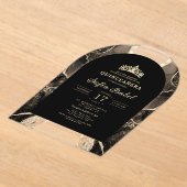 Quinceañera Black Gold Agaat Elegant Acryl Uitnodigingen (Laagn)