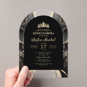 Quinceañera Black Gold Agaat Elegant Acryl Uitnodigingen (Insitu (Draagbaar))