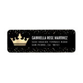 Quinceañera Black Gold Glitter Folie Crown Adres Etiket (Voorkant)