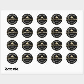 Quinceañera Black Gold Glitter Folie Crown Script Ronde Sticker (Vel)