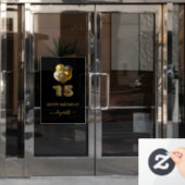 Quinceanera black gold leopard name script raamsticker (Kantoordeur)