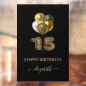 Quinceanera black gold leopard name script raamsticker (Vel 2)