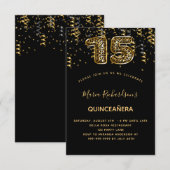Quinceanera black gold leopard patroonpatroon conf kaart (Voorkant / Achterkant)