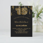 Quinceanera black gold leopard patroonpatroon conf kaart (Staand voorkant)