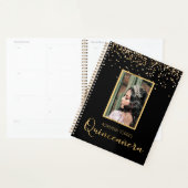 Quinceanera Black Gold Photo Notitieboek Planner (Display)